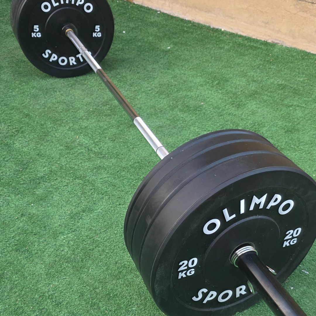 PACK 100KG DISCOS BUMPER+BARRA PREMIUM CHROME/BLACK - Imagen 2